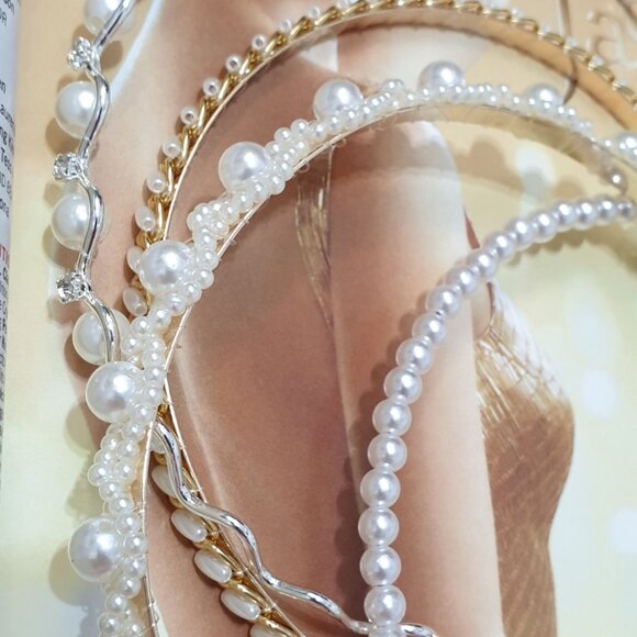 Fashion Faux Pearl Hair Band Women Girls Party Long Hair Accessory Jewelry - Picture 2 of 3